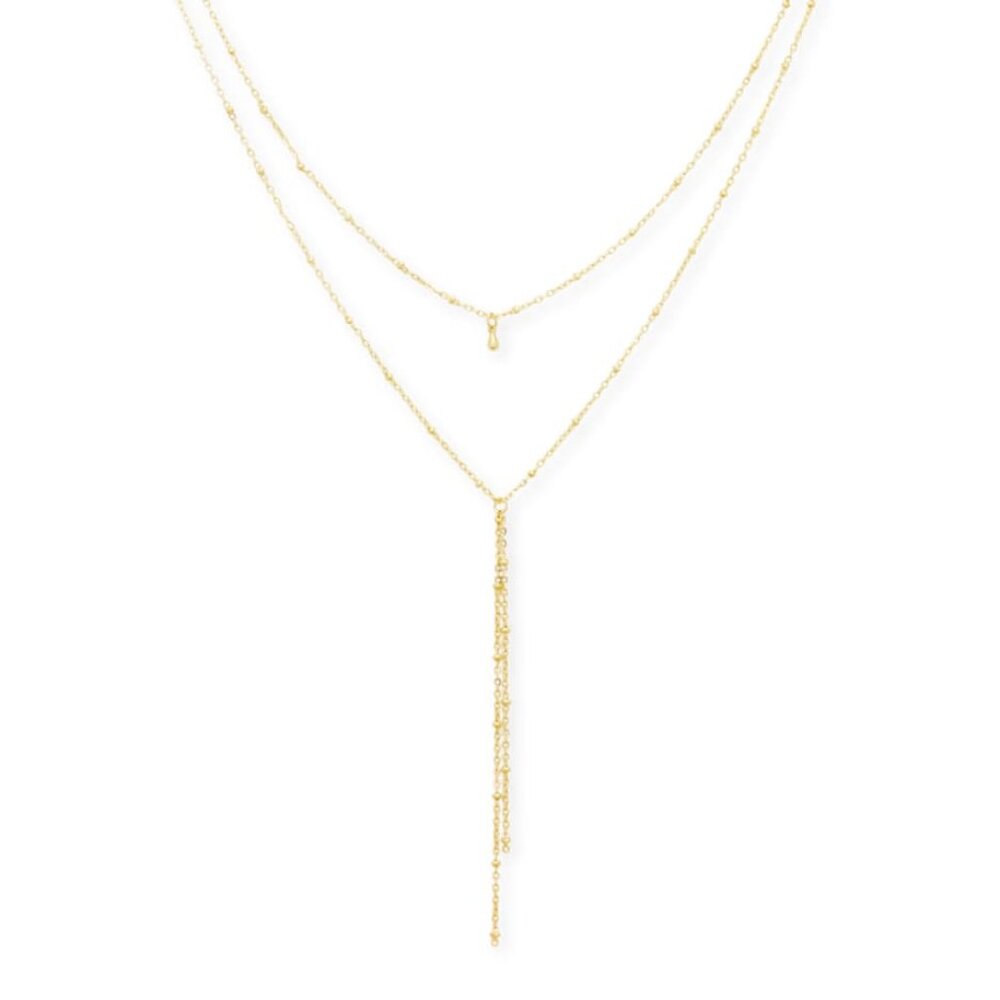 Layered Drop Necklace - gold